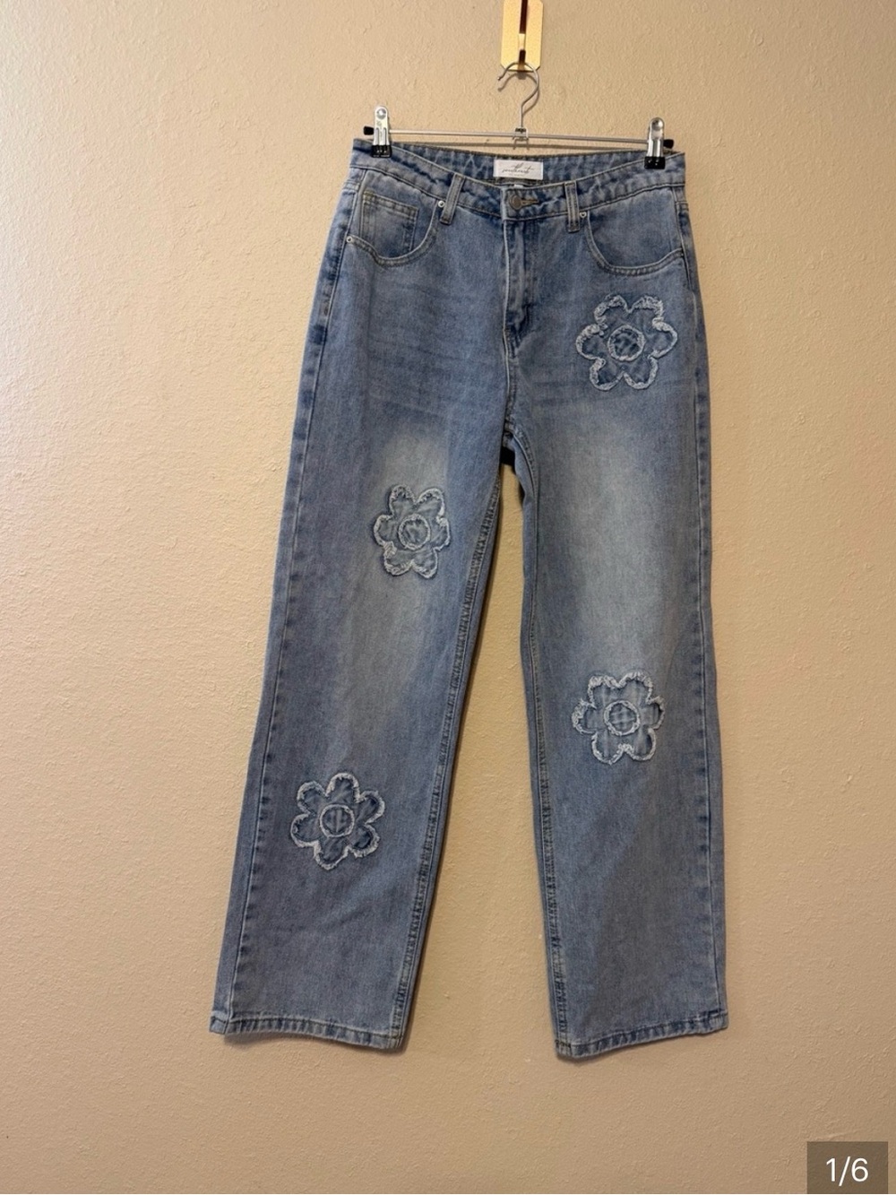 Sweethearts Los Angeles Flower Patchwork Light Wash Jeans Size 9/29 - Picture 4 of 12